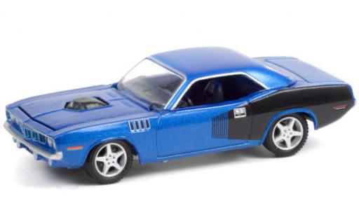 Plymouth Barracuda 1/64 Greenlight Custom Hardtop metallico blu/nero 1970 modellino in miniatura