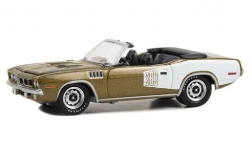 Plymouth Cuda 1/64 Greenlight Cabriolet metallise beige/weiss 1971 1:64 modellino in miniatura