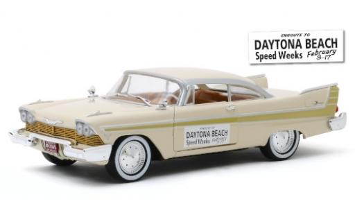 Plymouth Fury 1/24 Greenlight beige/gold Daytona Beach Speed Weeks 1957 modellino in miniatura