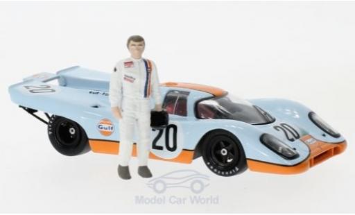 Porsche 917 1/43 Greenlight K No.20 Gulf mit Figur S.McQueen modellino in miniatura