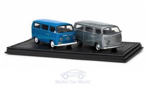 Volkswagen T2 1/64 Greenlight Bus 2er-Set blu/aluminium modellino in miniatura