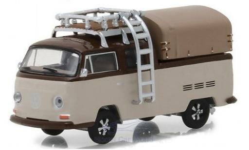 Volkswagen T2 B 1/64 Greenlight Double Cab Pick Up marroneee/marroneee 1969 mit Dachgepäckträger modellino in miniatura