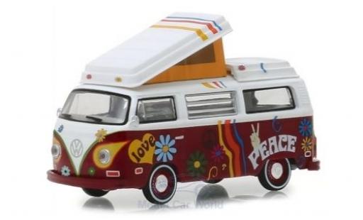 Volkswagen T2 1/64 Greenlight Westfalia Camper bianco/rosso 1973 modellino in miniatura