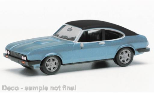 Ford Capri 1/87 Herpa MK III metallise blu clair/nero modellino in miniatura