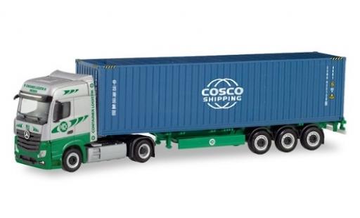Mercedes Actros 1/87 Herpa 6x2 Bigspace EKB / Cosco Container-Sattelzug modellino in miniatura