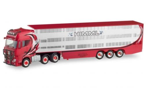 Mercedes Actros 1/87 Herpa 6x2 Gigaspace Himml Viehtransporter-tracteur modellino in miniatura