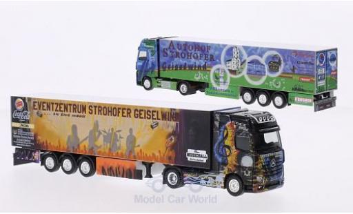 Mercedes Actros 1/87 Herpa Autohof Strohofer / Wolf Transporte Kühlkoffer-SZ in PC-Box modellino in miniatura