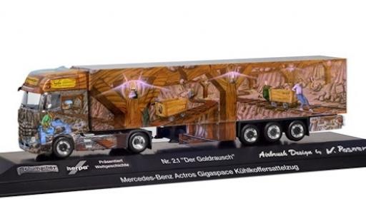Mercedes Actros 1/87 Herpa Gigaspace Der Goldrausch Kühlkoffer-Sattelzug Weltgeschichte Nr. 2.1 modellino in miniatura