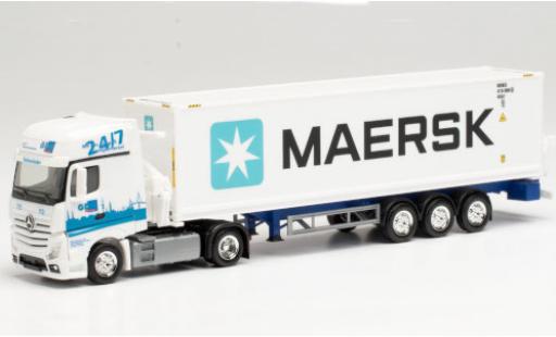 Mercedes Actros 1/87 Herpa Gigaspace GDH / Maersk Seitenladersattelzug modellino in miniatura