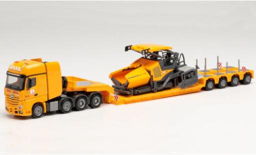 Mercedes Actros 1/87 Herpa SLT Max Bögl Tiefladesattelzug mit Vögele Deckenfertiger 1900i modellino in miniatura