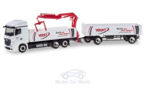 Mercedes Actros 1/87 Herpa StreamSpace Vöckt Pritschen-Hängerzug mit Ladekran modellino in miniatura