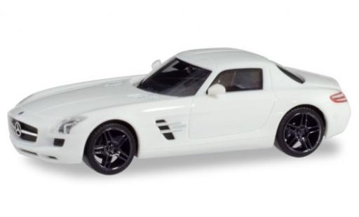 Mercedes SLS 1/87 Herpa AMG (C197) bianco avec nero jantes modellino in miniatura