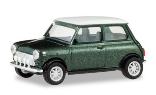 Mini Cooper 1/87 Herpa metallico verde/bianco mit Zusatzscheinwerfern modellino in miniatura