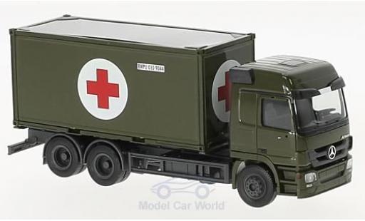 Mercedes Actros 1/87 Herpa L Bundeswehr 2008 Wechselkoffer-LKW mit Sanitätscontainer modellino in miniatura