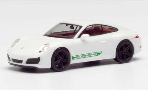 Porsche 911 1/87 Herpa Carrera bianco/verde avec nero jantes modellino in miniatura