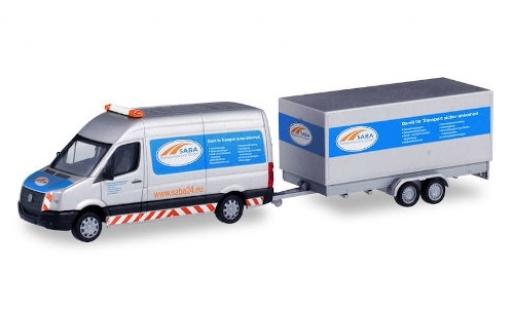 Volkswagen Crafter 1/87 Herpa Kasten HD BF3 SABA Transportservice avec Tandem-wagon conteneur-remorque modellino in miniatura