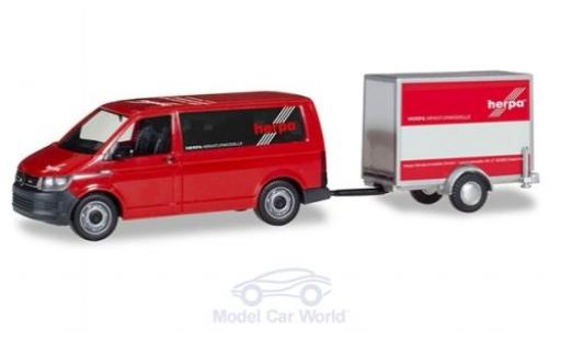 Volkswagen T6 1/87 Herpa Bus mit Kofferanhänger modellino in miniatura