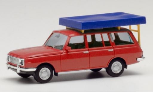 Wartburg 353 1/87 Herpa Tourist rosso 1966 avec Tente sur toit dans le état de conduite modellino in miniatura