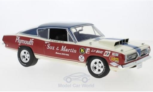 Plymouth Barracuda 1968 1/18 Highway 61 bianco/rosso Sox & Martin 1968 modellino in miniatura