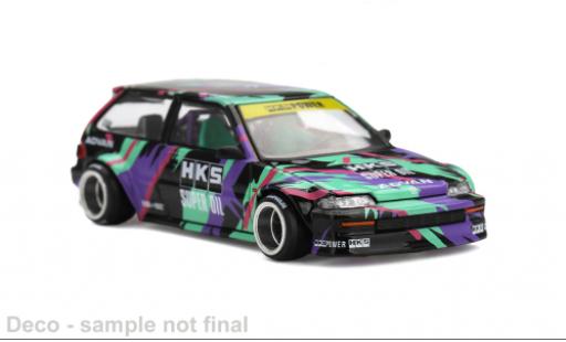 Modellini auto Honda Civic (EF) Kaido Works HKS schwarz/Dekor 1987 1/64 Mini GT