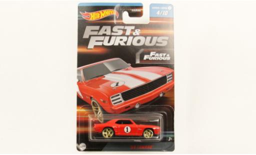 Chevrolet Camaro 1/64 Hot Wheels rosso/bianco rapide & Furious 1969 modellino in miniatura