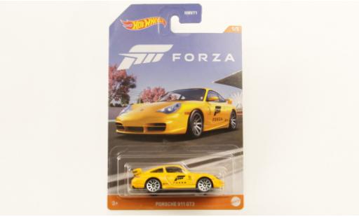 Porsche 996 GT3 1/64 Hot Wheels 911  metallise giallo Forza modellino in miniatura