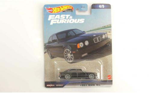 Bmw M5 1/64 Hot Wheels Premium (E34) nero rapide & Furious 1991 modellino in miniatura