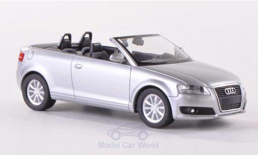 Audi A3 1/87 Herpa Cabriolet (8P) grigio 2008 Verdeck geöffnet modellino in miniatura