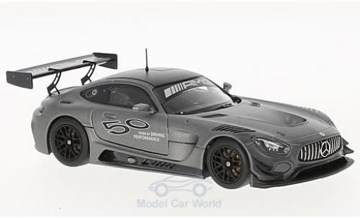 Mercedes AMG GT 1/43 Minichamps 3 metallico grigio 50 Jahre AMG modellino in miniatura