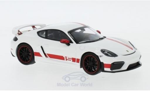 Porsche Cayman 1/43 Minichamps 718 GT4 Sports Cup Edition bianco/rosso 2019 modellino in miniatura