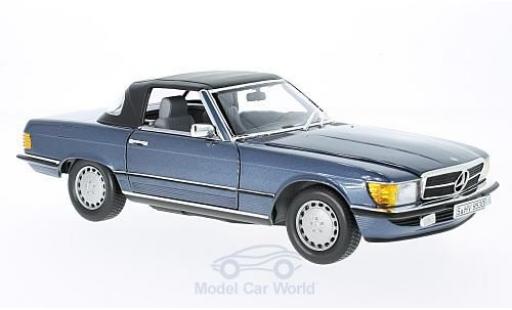 Mercedes 300 SL 1/18 Norev SL (R107) metallico blu 1985 modellino in miniatura