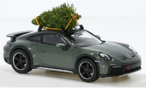 Porsche 992 1/43 I Spark 911  Dakar metallise verde foncé Christmas Edition 2023 modellino in miniatura