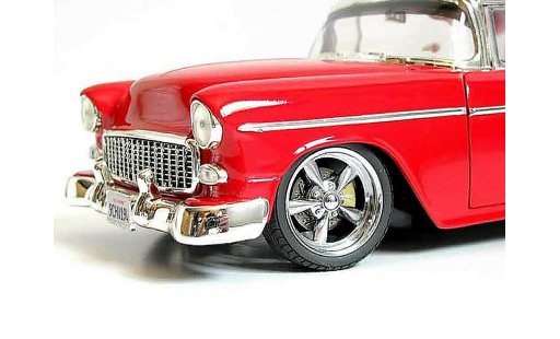 Chevrolet Bel Air Coupe 1/18 Ertl 1955 hot rod rosso et grigio modellini auto