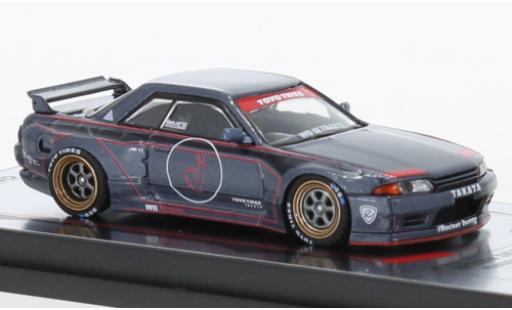 Nissan Skyline 1/64 INNO64 GT-R (R32) Pandem metallise grigio/Dekor RHD modellino in miniatura