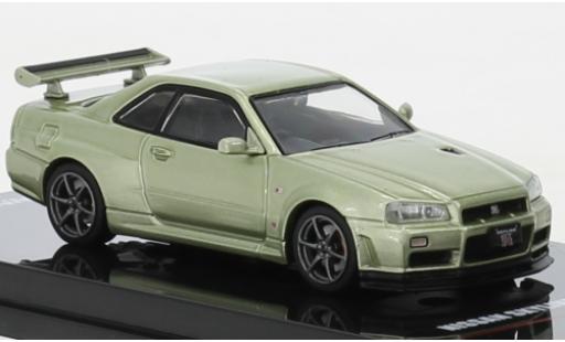 Nissan Skyline 1/64 INNO64 GT-R (R34) V-Spec II metallise verde RHD modellino in miniatura