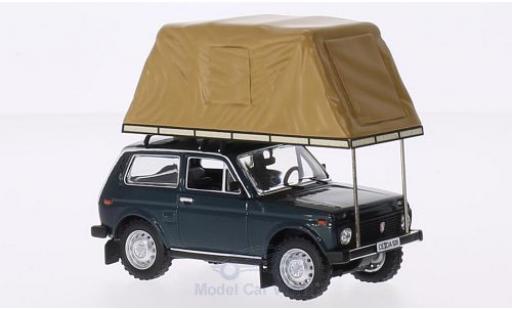 Lada Niva 1/18 IST Models metallico verde 1981 mit Zeltaufbau auf Dach modellino in miniatura