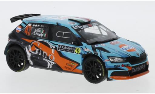 Skoda Fabia 1/43 IXO R5 EVO No.43 Rallye WM Rallye Monte-Carlo 2020 A.Gino/D. Fappani modellino in miniatura