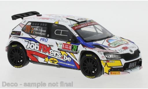 Skoda Fabia 1/43 IXO Rally 2 EVO No.39 jobfixers.be Rally Ypres 2021 P.J.M.Cracco/L.Vermeulen modellino in miniatura