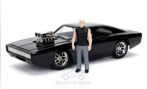 Dodge Charger 1/24 Jada Toys R/T Street nero Fast & Furious 1970 mit Figur modellino in miniatura