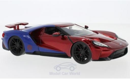 Ford GT 1/24 Jada Toys rosso/blu Marvel Avengers - Spider Man 2017 mit Figur modellino in miniatura