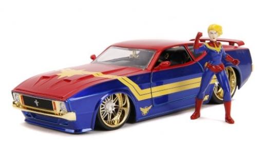 Ford Mustang 1/24 Jada Toys Mach 1 blu/rosso Marvel Avengers - Captain Marvel 1973 mit Figur modellino in miniatura