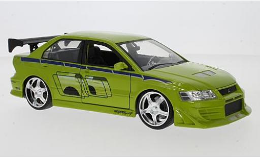 Mitsubishi Lancer 1/24 Jada Toys Evo VII tuning vert/Décorer rapide & Furious modellino in miniatura