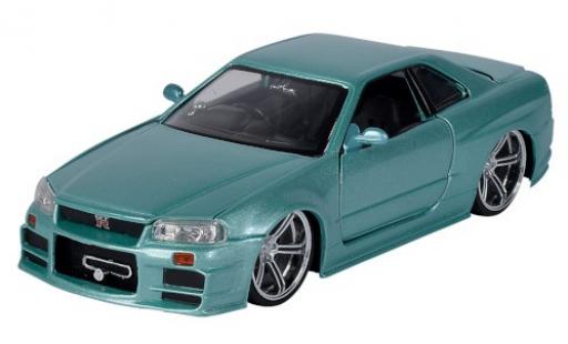Nissan Skyline 1/24 Jada Toys GT-R (R34) metallico verde RHD Fast & Furious 2002 modellino in miniatura