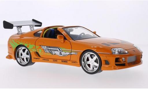 Toyota Supra 1/18 Jada Toys Tuning metallico orange/Dekor Fast & Furious 1995 Brian O'Conner modellino in miniatura