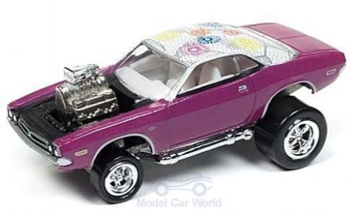 Dodge Challenger 1/64 Johnny Lightning metallico rosa/Dekor 1971 Tuning ohne Vitrine modellino in miniatura