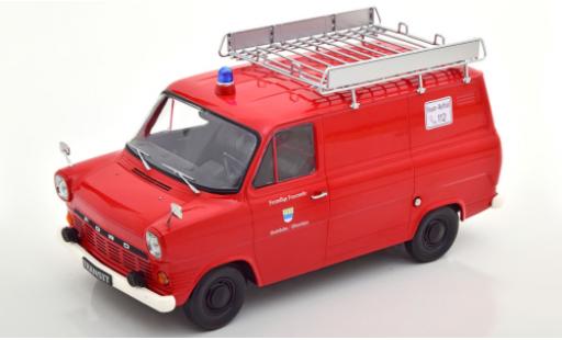 Ford Transit 1/18 KK Scale MK 1 Kasten rosso Feuerwehr Stadtlohn 1965 avec Rack de toit modellino in miniatura