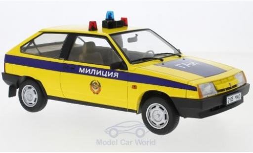 Lada Samara 1/18 KK Scale giallo/blu Polizei SU Milizija 1984 modellino in miniatura
