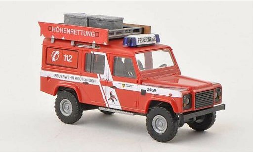 Land Rover Defender Base 1/87 Busch Hohenrettung Vigili del fuoco Reutlingen modellini auto