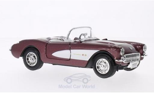 Chevrolet Corvette C1 1/24 Lucky Die Cast metallico rosso/bianco 1957 modellino in miniatura