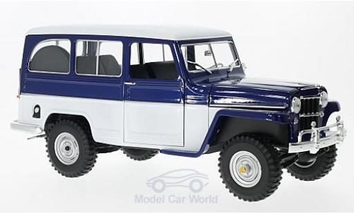 Jeep Willys 1/18 Lucky Die Cast Station Wagon blu/bianco 1955 modellino in miniatura